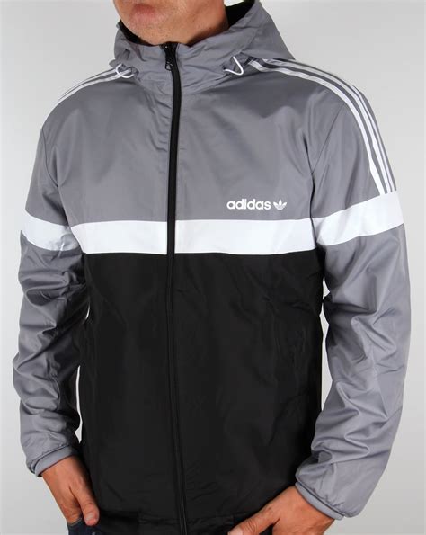 adidas windbreaker grau weiß|adidas originals windbreaker men's.